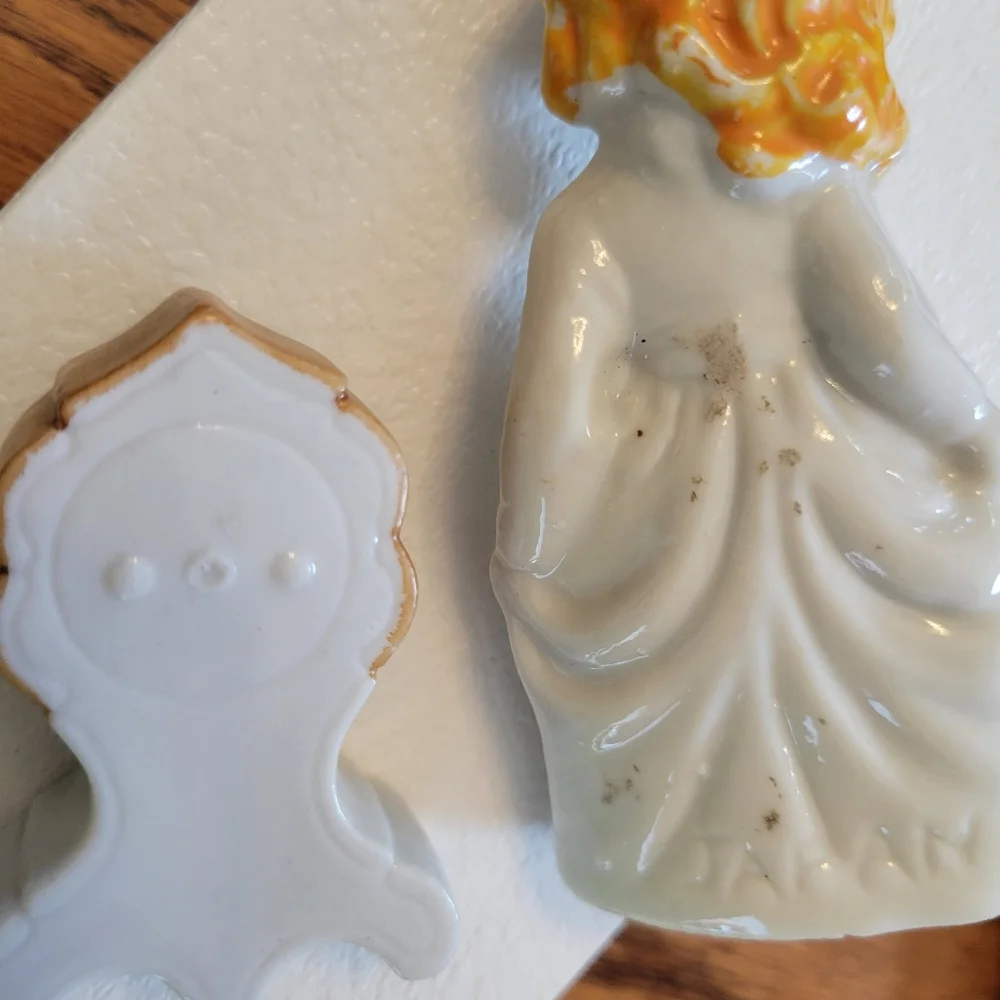 Vintage Girl & Clock Figurine Knick Knack Items ~ MCM ~ Japan ~ FINAL PRICE!!!